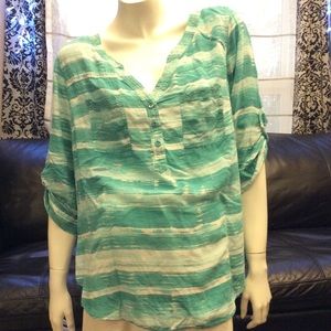 Torrid 3/4 sleeve long blouse turquoise/white